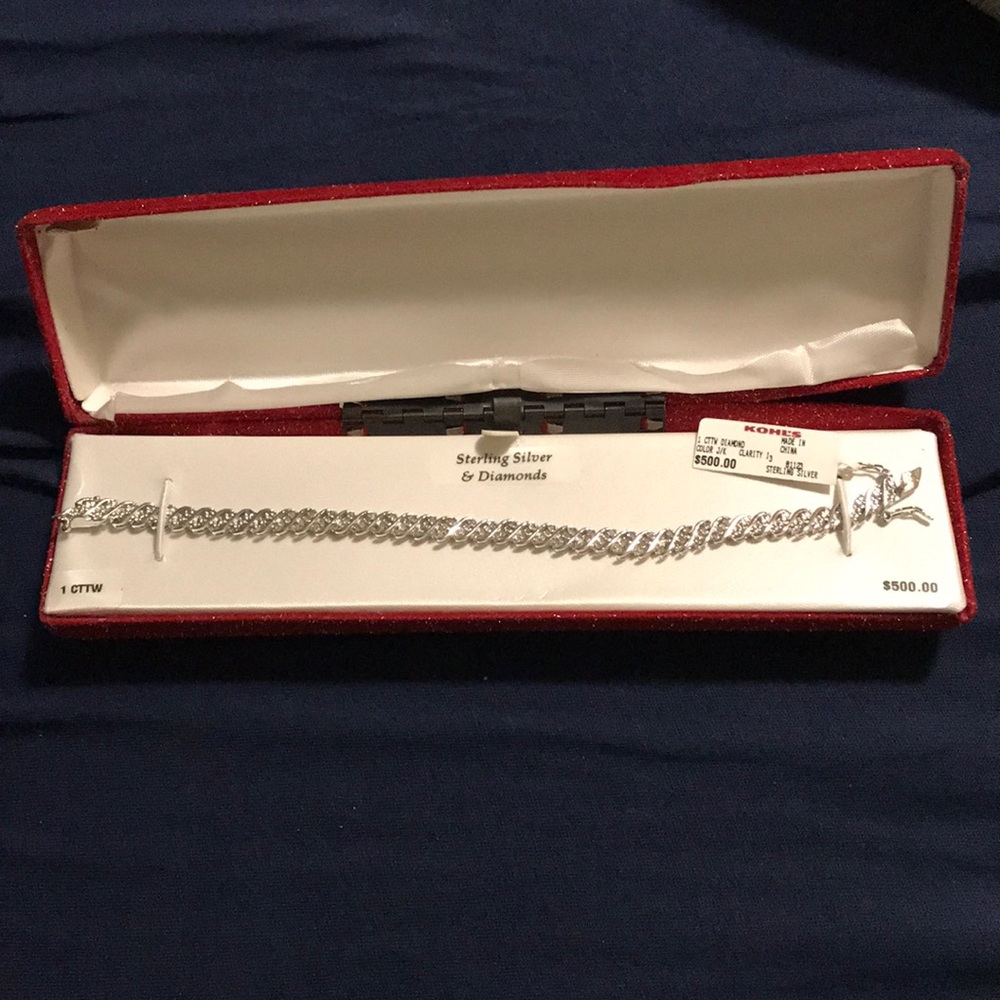 Silver Diamond Bracelet - 1 CTTW, Sterling Silver